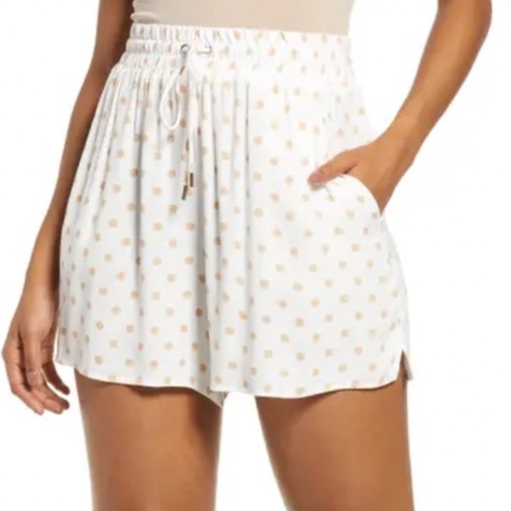 Afrm Lora Tie Waist Shorts in Blanc Nude Polka Dot